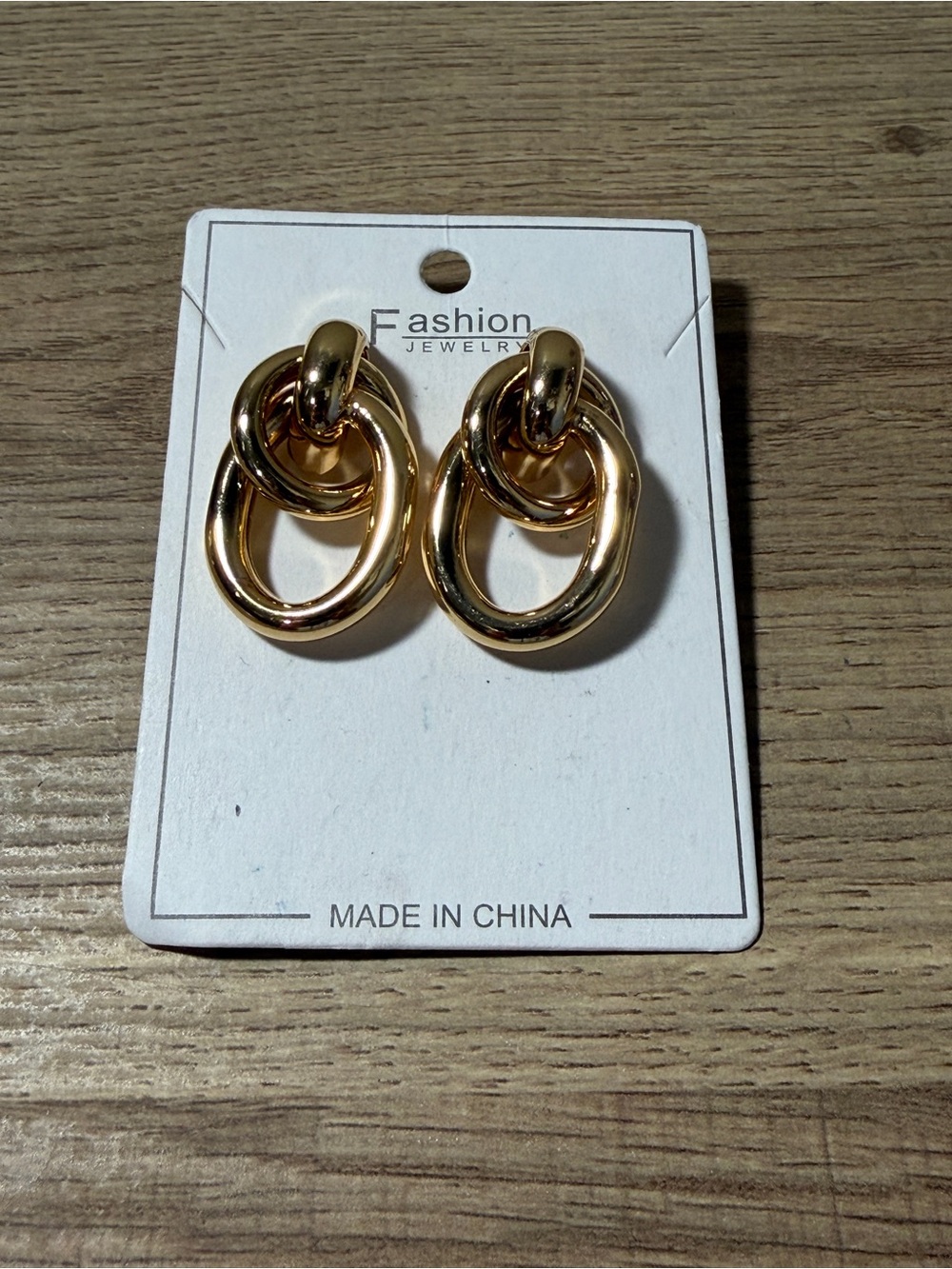 Fashion Jewelry Gold Double Hoop Link Earrings